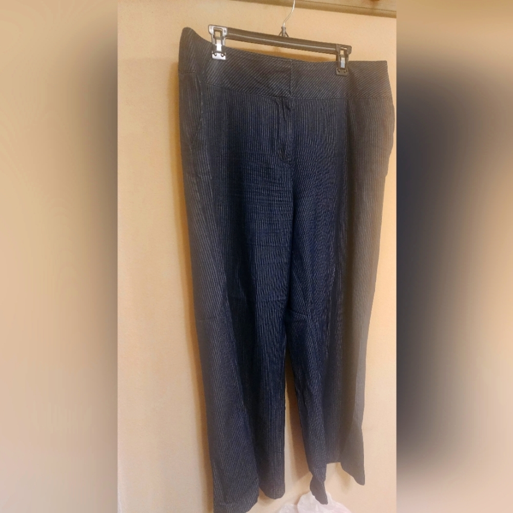 Flared pinstripe denim jeans
